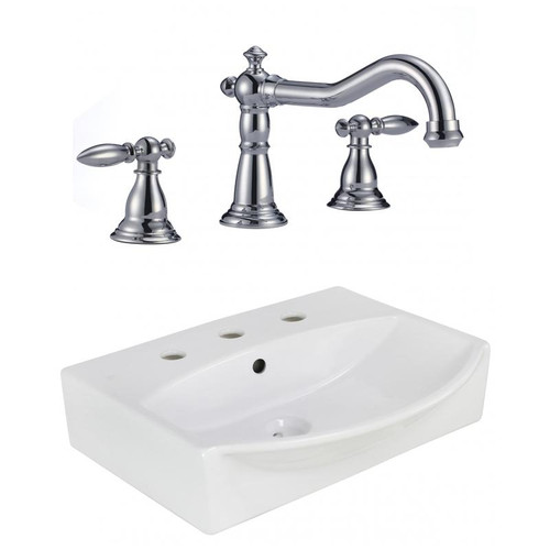19.5" W Wall Mount White Vessel Set For 3H8" Center Faucet (AI-22644)