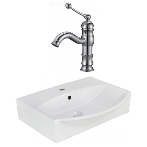 19.5" W Wall Mount White Vessel Set For 1 Hole Center Faucet (AI-22628)