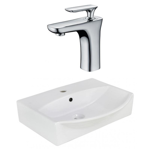 19.5" W Wall Mount White Vessel Set For 1 Hole Center Faucet (AI-22625)