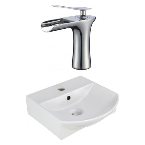 13.75" W Wall Mount White Vessel Set For 1 Hole Center Faucet (AI-22611)