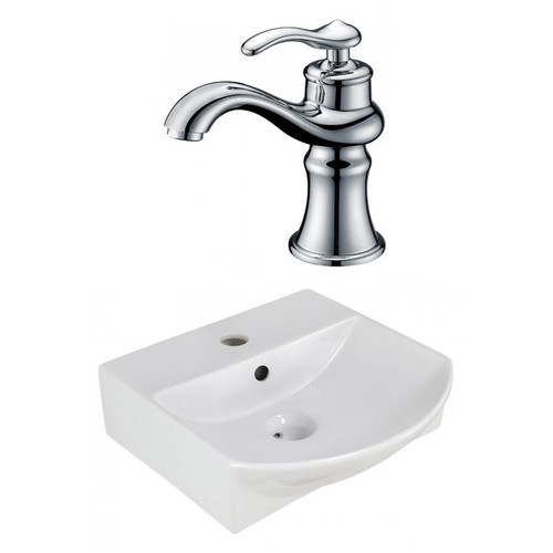 13.75" W Wall Mount White Vessel Set For 1 Hole Center Faucet (AI-22605)