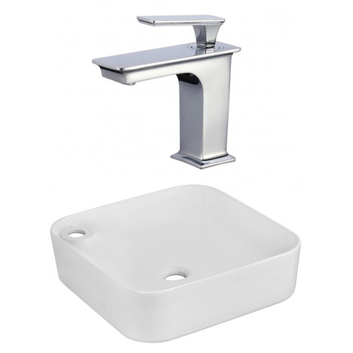 17" W Above Counter White Vessel Set For 1 Hole Left Faucet (AI-22603)