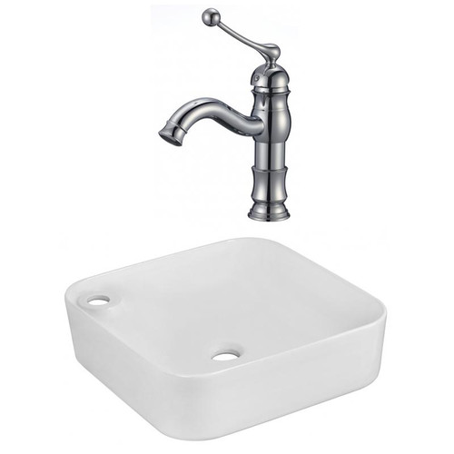 17" W Above Counter White Vessel Set For 1 Hole Left Faucet (AI-22601)