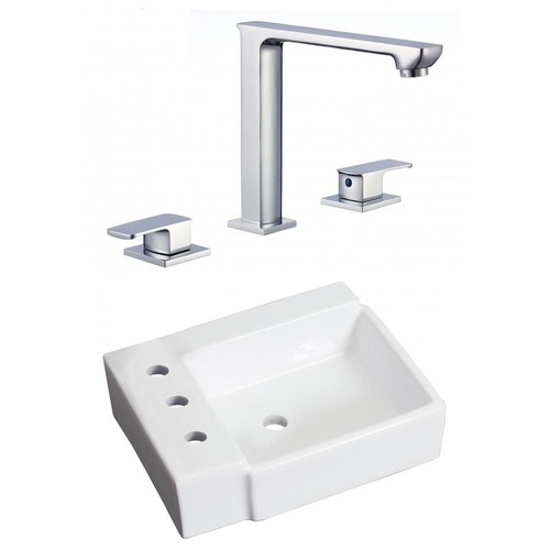 16.25" W Wall Mount White Vessel Set For 3H8" Left Faucet (AI-22594)