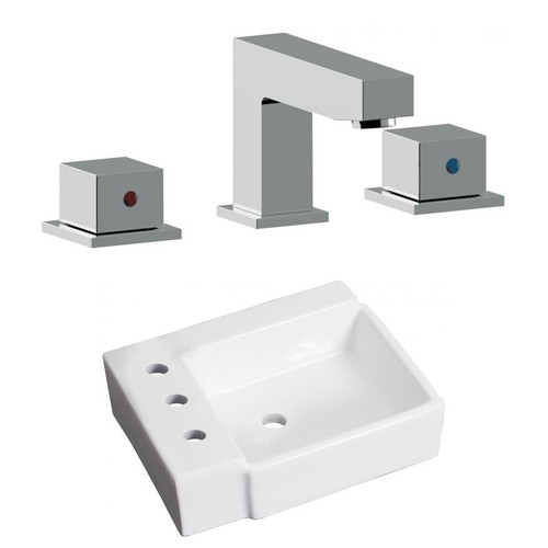 16.25" W Above Counter White Vessel Set For 3H8" Left Faucet (AI-22585)