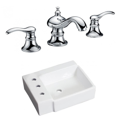 16.25" W Above Counter White Vessel Set For 3H8" Left Faucet (AI-22580)
