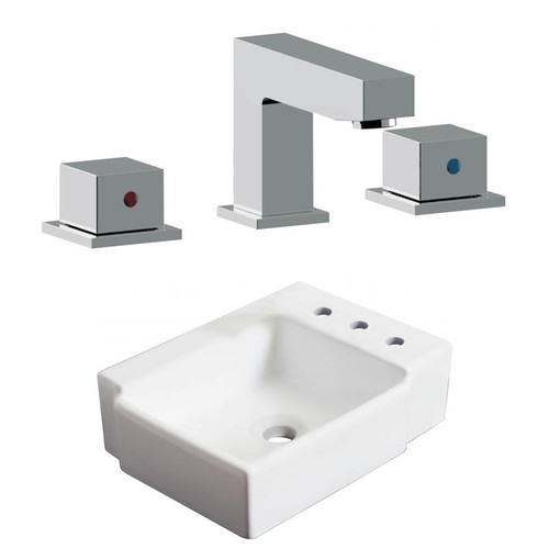16.25" W Wall Mount White Vessel Set For 3H8" Right Faucet (AI-22577)