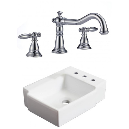 16.25" W Wall Mount White Vessel Set For 3H8" Right Faucet (AI-22575)