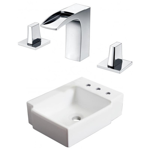 16.25" W Wall Mount White Vessel Set For 3H8" Right Faucet (AI-22574)