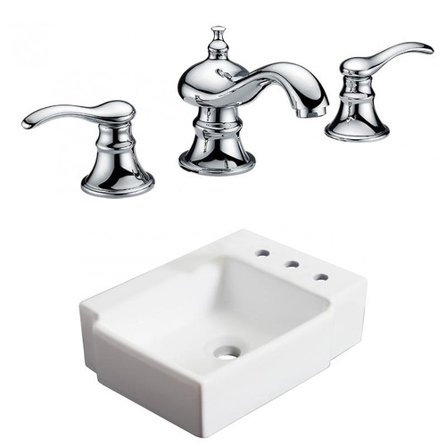 16.25" W Wall Mount White Vessel Set For 3H8" Right Faucet (AI-22572)