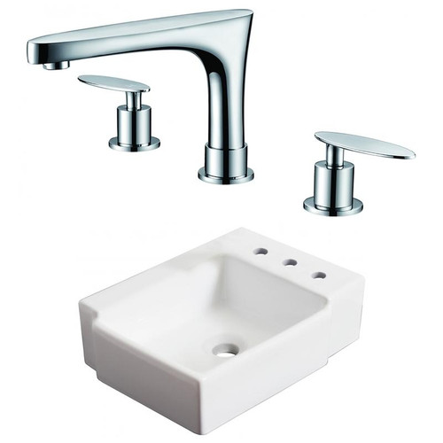 16.25" W Above Counter White Vessel Set For 3H8" Right Faucet (AI-22565)