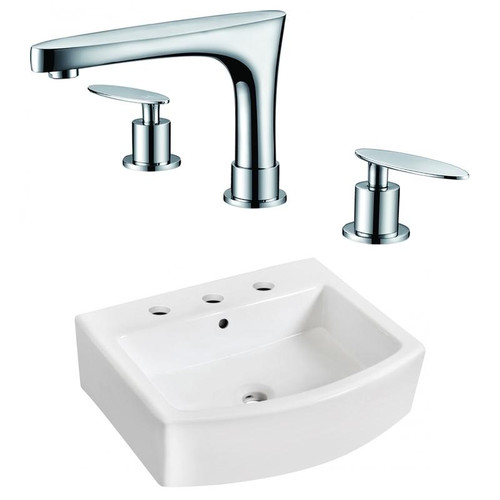 22.25" W Wall Mount White Vessel Set For 3H8" Center Faucet (AI-22549)