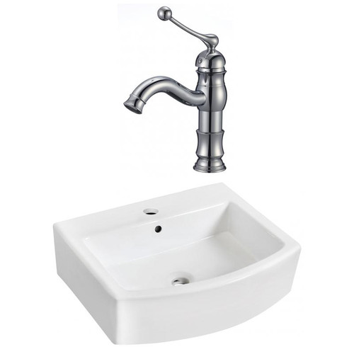 22.25" W Wall Mount White Vessel Set For 1 Hole Center Faucet (AI-22544)
