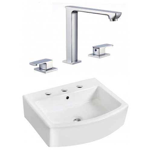 22.25" W Above Counter White Vessel Set For 3H8" Center Faucet (AI-22537)