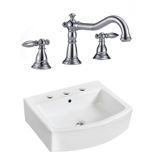 22.25" W Above Counter White Vessel Set For 3H8" Center Faucet (AI-22534)