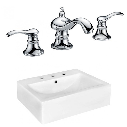20.25" W Wall Mount White Vessel Set For 3H8" Center Faucet (AI-22514)
