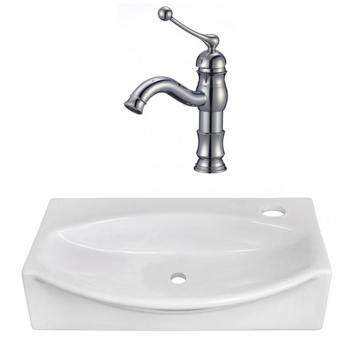 16.5" W Wall Mount White Vessel Set For 1 Hole Right Faucet (AI-22473)