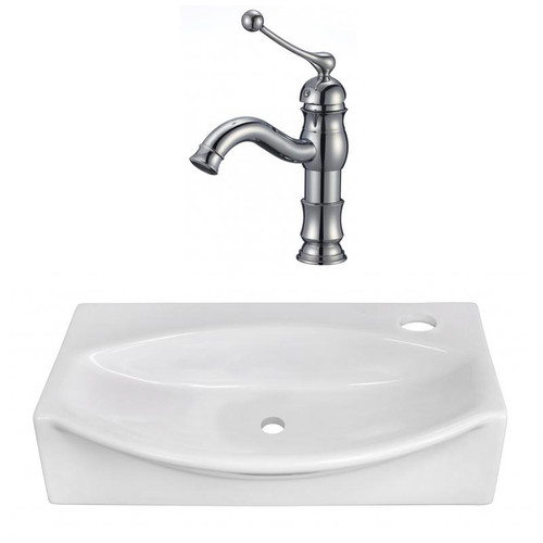 16.5" W Above Counter White Vessel Set For 1 Hole Right Faucet (AI-22464)