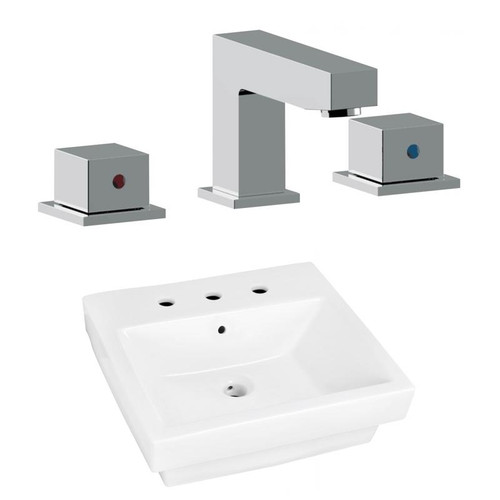 19" W Above Counter White Vessel Set For 3H8" Center Faucet (AI-22456)