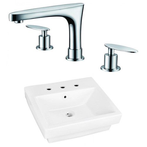 19" W Above Counter White Vessel Set For 3H8" Center Faucet (AI-22452)