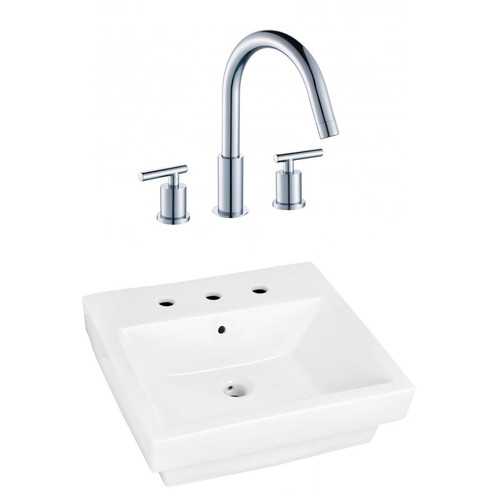 20.5" W Above Counter White Vessel Set For 3H8" Center Faucet (AI-22421)