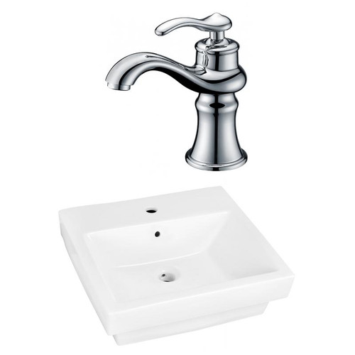 20.5" W Above Counter White Vessel Set For 1 Hole Center Faucet (AI-22408)