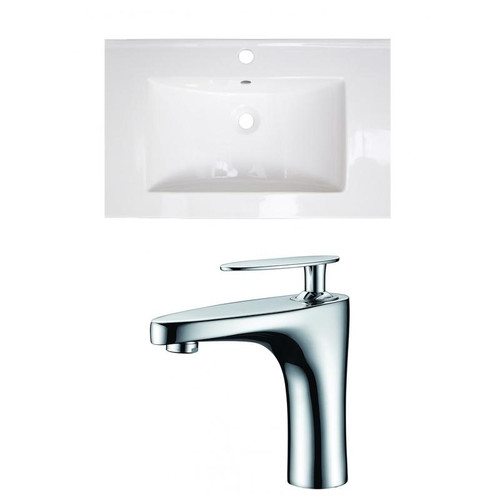 24.25" W 1 Hole Ceramic Top Set In White Color - Cupc Faucet Incl. (AI-22131)