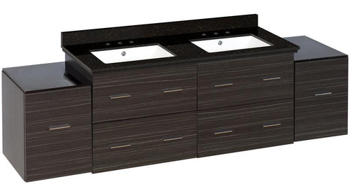 Wall Mount Dawn Grey Vanity Set For 3H8" Drilling Black Galaxy Top White Sink (AI-19025)
