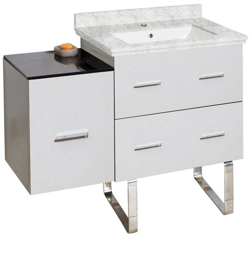 Floor Mount White Vanity Set For 1 Hole Drilling Bianca Carara Top White Sink (AI-18815)