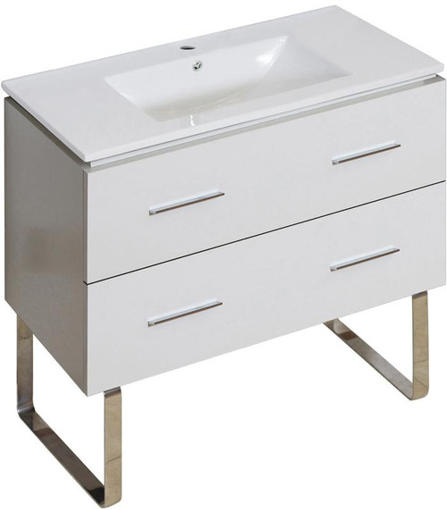 35.5" W Floor Mount White Vanity Set For 1 Hole Drilling (AI-18688)