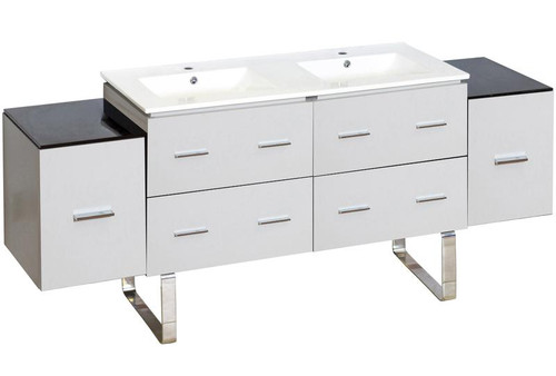 74" W Floor Mount White Vanity Set For 1 Hole Drilling (AI-19059)