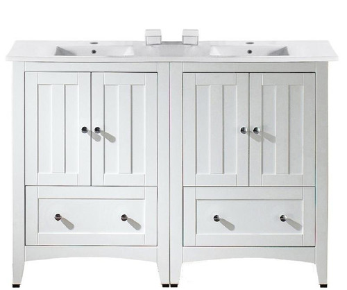 48" W Floor Mount White Vanity Set For 1 Hole Drilling (AI-19499)