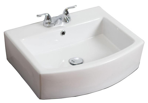 22.25" W Wall Mount White Vessel Bathroom Sink For 3H4" Center Drilling (AI-19826)