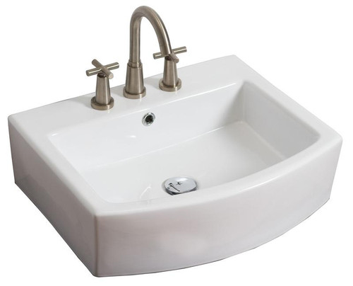 22.25" W Wall Mount White Vessel Bathroom Sink For 3H8" Center Drilling (AI-19827)