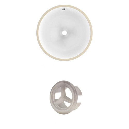 15.25" W Round Undermount Sink Set In White - Brushed Nickel Hardware (AI-20448)