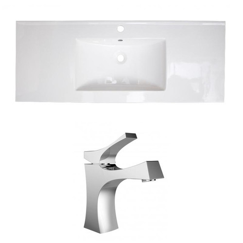 48" W 1 Hole Ceramic Top Set In White Color - Cupc Faucet Incl. (AI-22163)