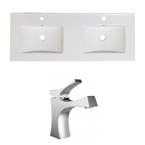 59" W 1 Hole Ceramic Top Set In White Color - Cupc Faucet Incl. (AI-22215)