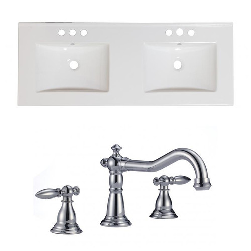59" W 3H8" Ceramic Top Set In White Color - Cupc Faucet Incl. (AI-22228)