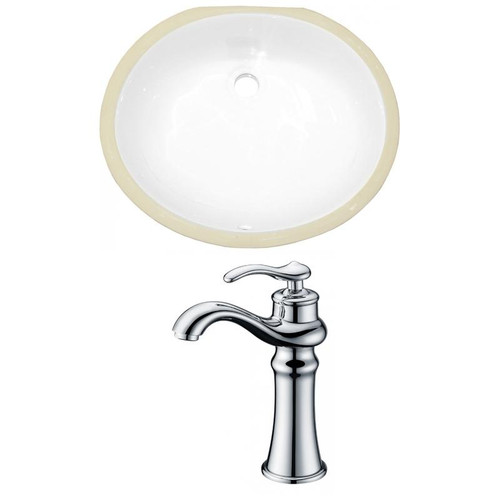 Cupc Oval Undermount Sink Set - White-Chrome Hardware W/ Deck Mount Cupc Faucet (AI-22918)