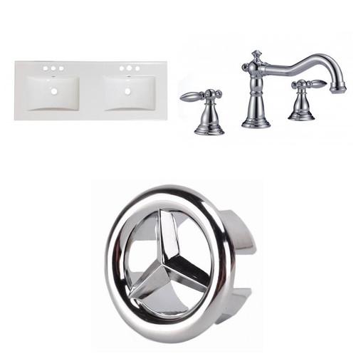 59" W 3H8" Ceramic Top Set In White Color - Cupc Faucet Incl. (AI-24189)