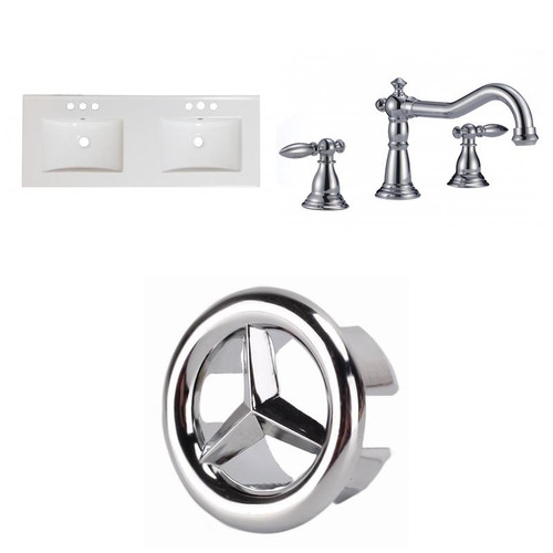 48" W 3H8" Ceramic Top Set In White Color - Cupc Faucet Incl. (AI-24516)