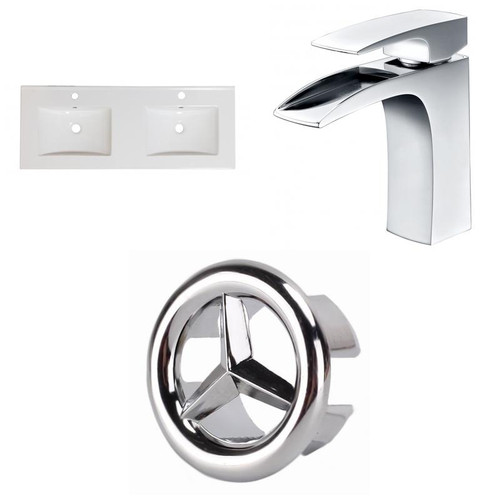 59" W 1 Hole Ceramic Top Set In White Color - Cupc Faucet Incl. (AI-24532)