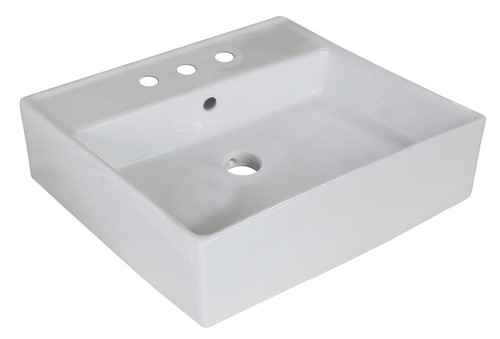18" W Above Counter White Vessel Bathroom Sink For 3H8" Center Drilling (AI-27778)