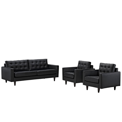 Empress Sofa And Armchairs Set Of 3 EEI-1312-BLK