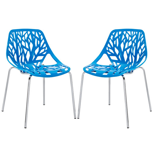 Stencil Dining Side Chair Plastic Set Of 2 EEI-1317-BLU