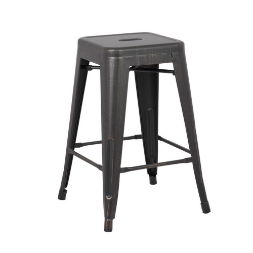 24" Distressed Black Backless Metal Bar Stool With A (Set Of 2) (248128)