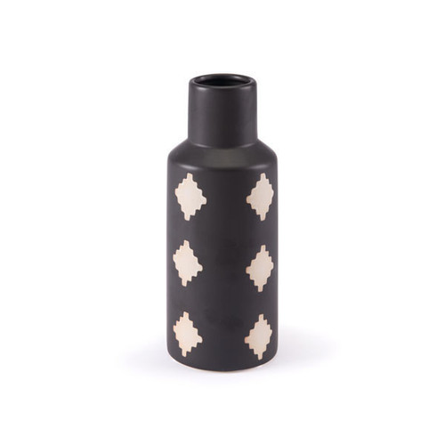 4.3" X 4.3" X 10.8" Small Black And Beige Bottle (295560)