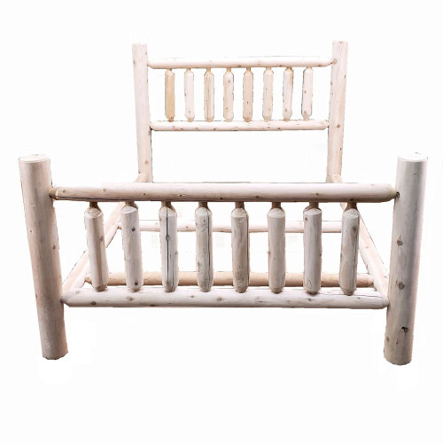 Natural Clear Finish Low Post Cedar Log Queen Bed (370305)