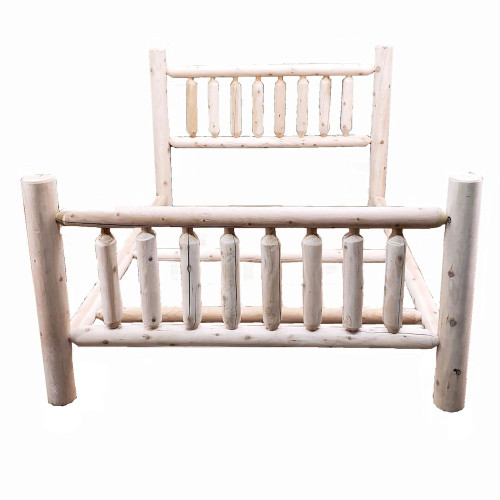 Natural Clear Finish Low Post Cedar Log King Bed (370309)