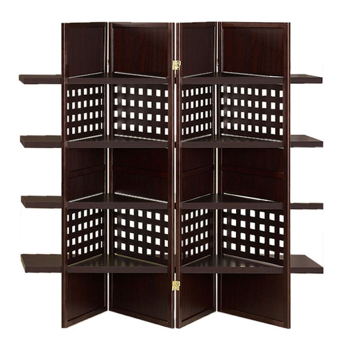 59" X 1" X 71" Brown, Wood, 4 Panel, Shelf Display Screen (370392)